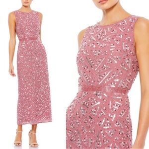 Mac Duggal Pink Sequin Maxi Dress